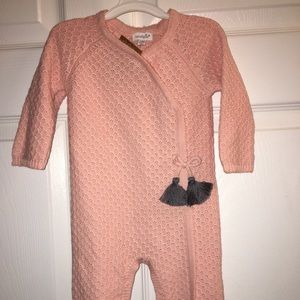 Mud Pie peach sweater romper NWT